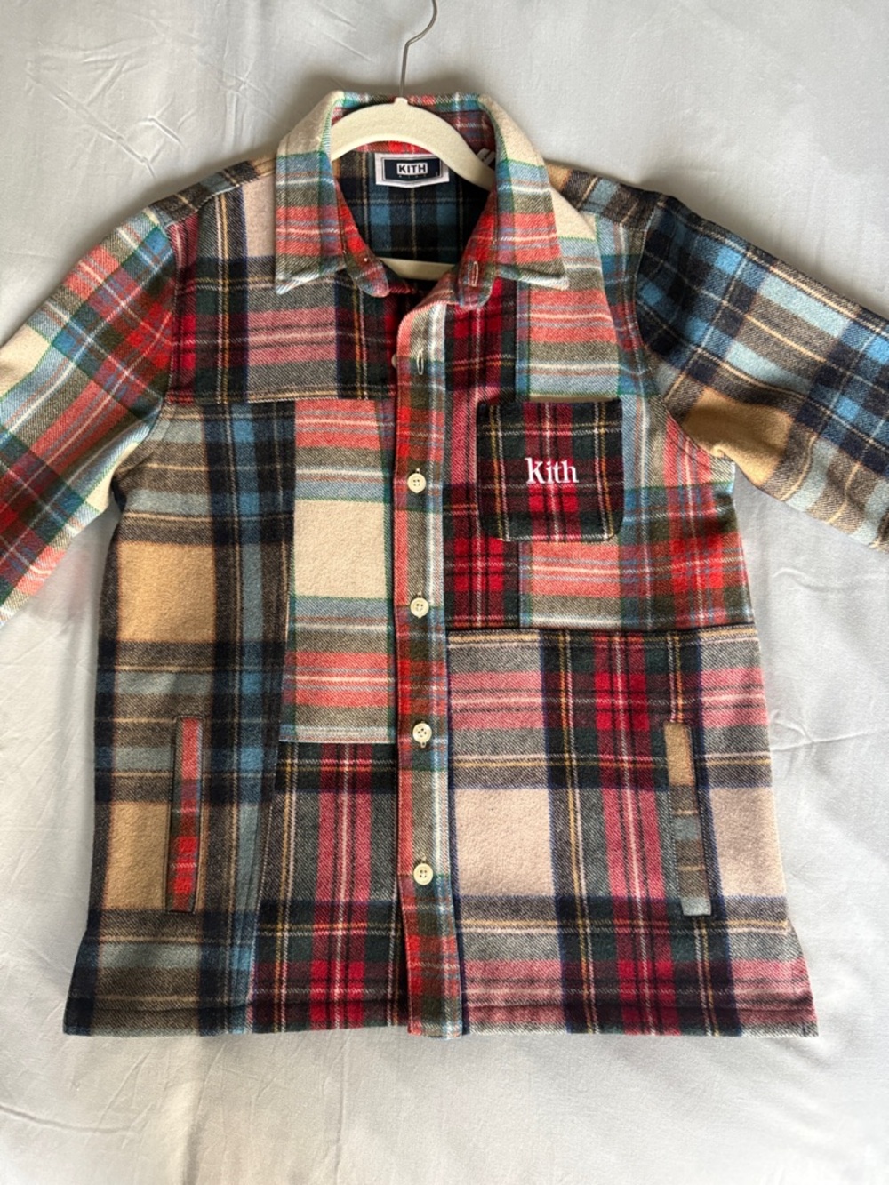 Kith Plaid Button-Front Jacket in Red, Blue, Tan, Cream & Green